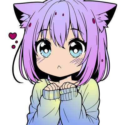 shy anime catgirl