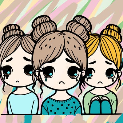 sad girls with buns