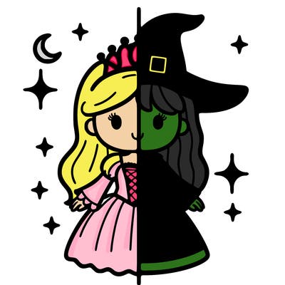 split princess and witch
