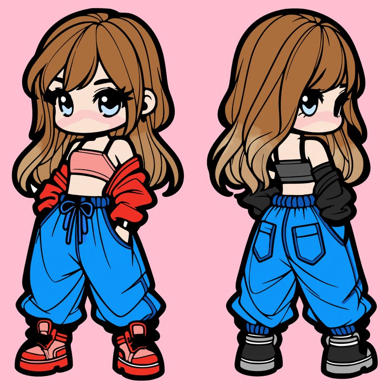 girl in crop top and baggy pants