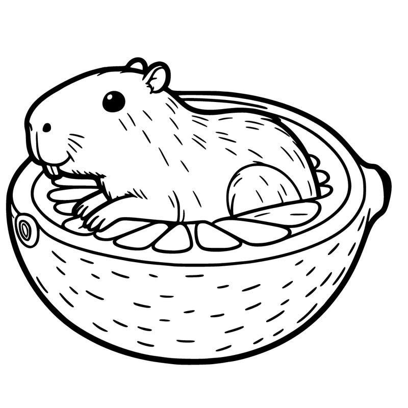 a capybara inside of a lemon