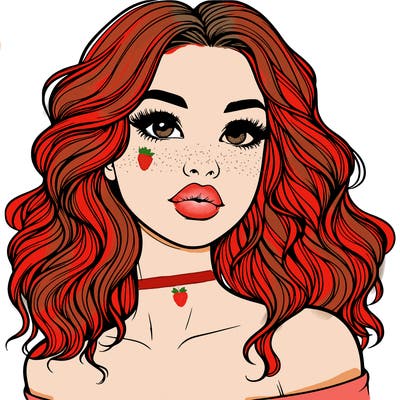 realistic girl with wavy hair and lips