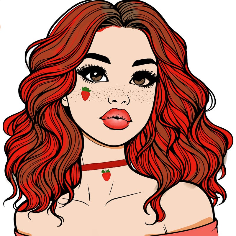 realistic girl with wavy hair and lips