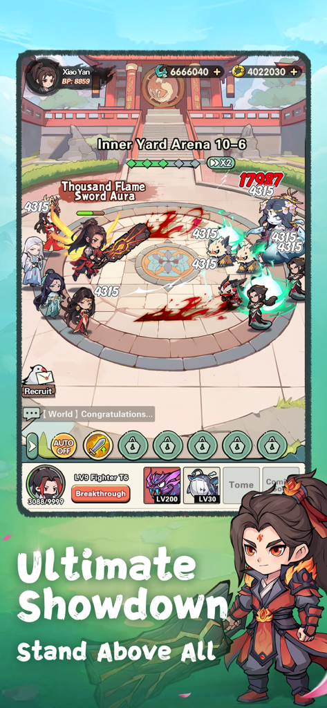 Battle Through the Heavens 2D - Battle Through the Heavens 2D gameplay showing an ultimate showdown in the Inner Yard Arena with multiple characters in combat.