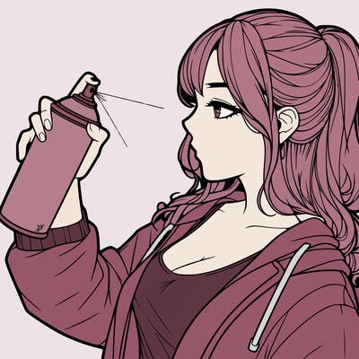 a realistic girl spray, painting
