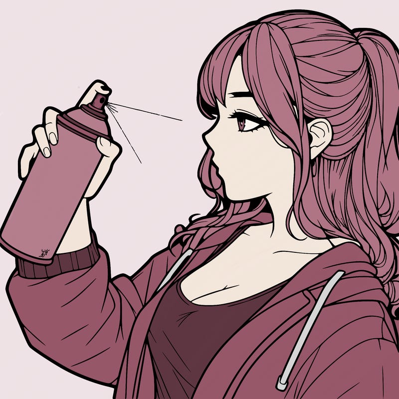 a realistic girl spray, painting