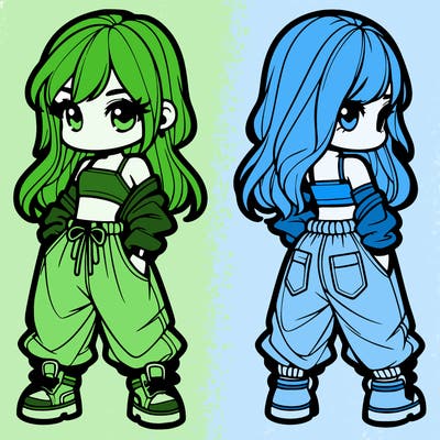 girl in crop top and baggy pants