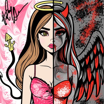 devil vs angel realistic girl