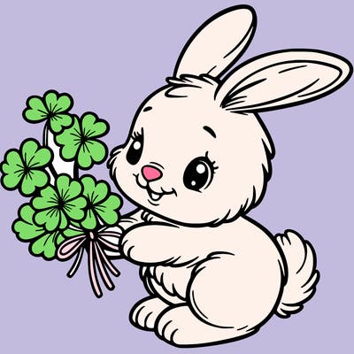 bunny with a bunch of clover