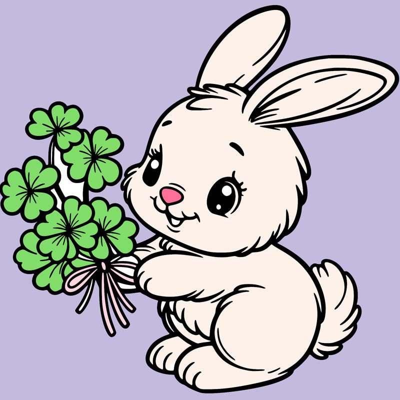 bunny with a bunch of clover