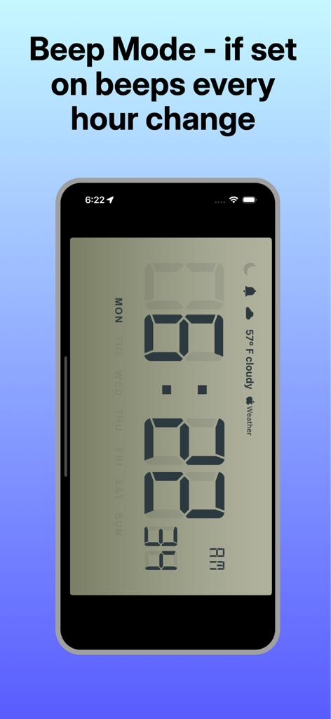 Local Forecast Clock-Portable - Interfaz de reloj digital que muestra la hora y el clima con función de pitido por hora