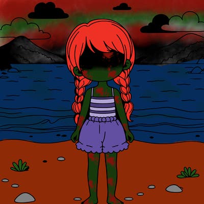 girl standing on beach