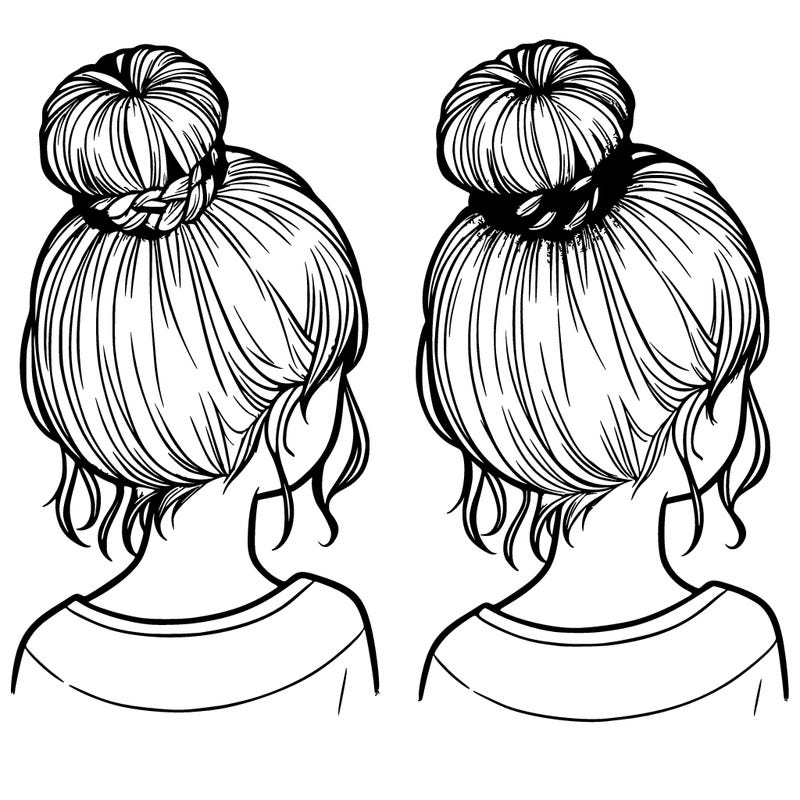 girls turned around bun hair