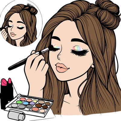 realistic girl doing makeup