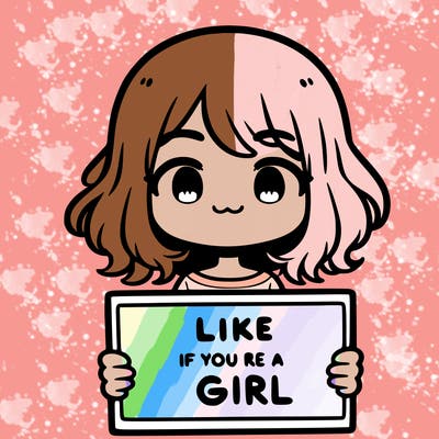a cute girl holding a sign that says like if you’re a girl