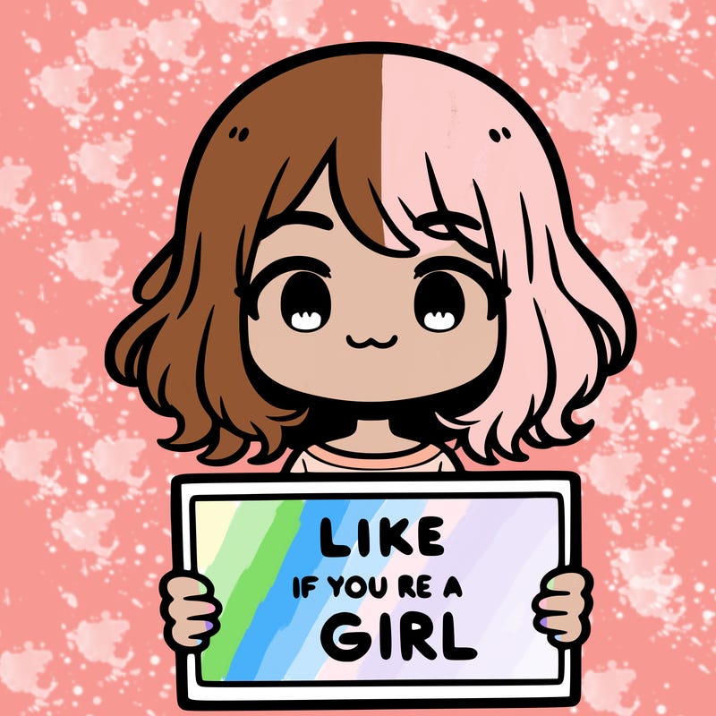 a cute girl holding a sign that says like if you’re a girl