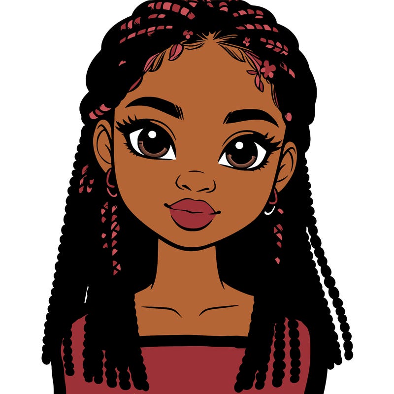 a realistic black girl with braids