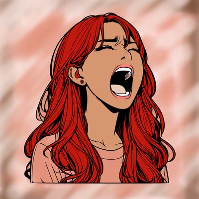 screaming realistic, girl