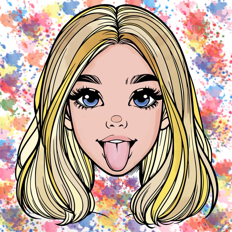 realistic girl with her tongue out