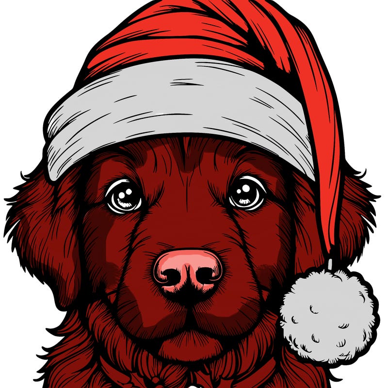 realistic dog with a christmas hat
