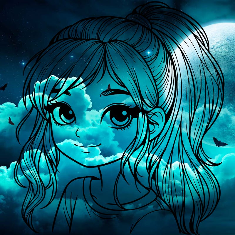 realistic girl with ponytail