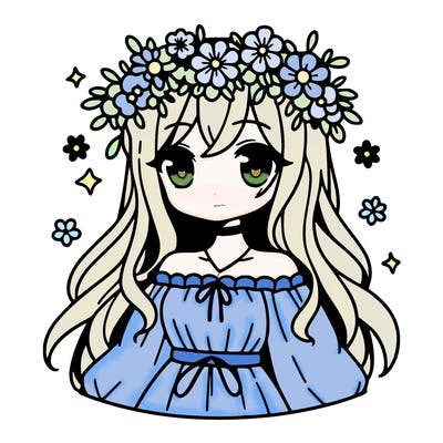 hot anime girl with flowers crown