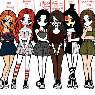 a group of girls realistic