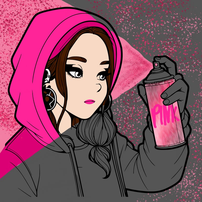 a realistic girl, spray painting