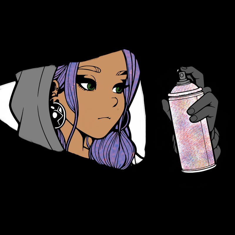 a realistic girl, spray painting