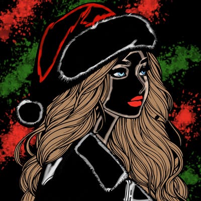 realistic girl in santa hat