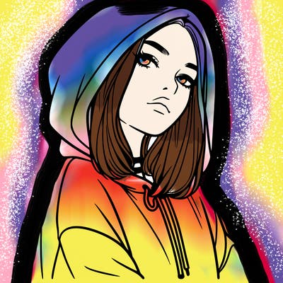 a realistic girl in a hoodie