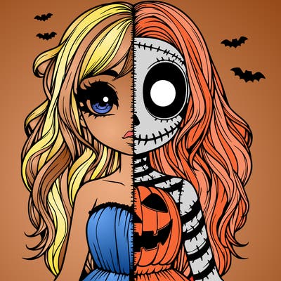 realistic girl halloween split