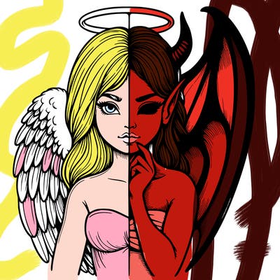 realistic angel half demon