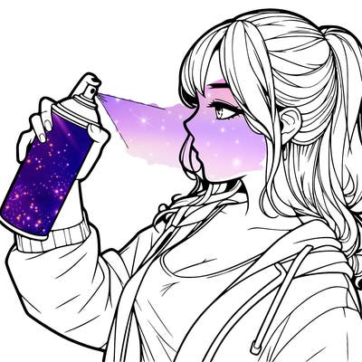 a realistic girl spray, painting