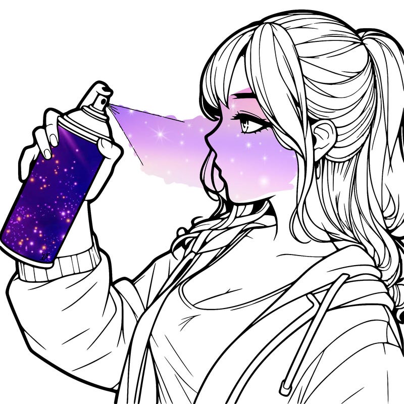 a realistic girl spray, painting