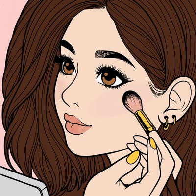 a realistic girl doing her makeup