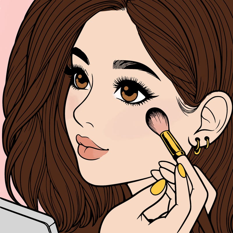 a realistic girl doing her makeup