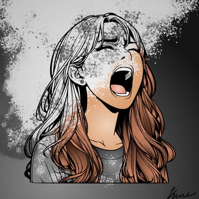 screaming realistic, girl