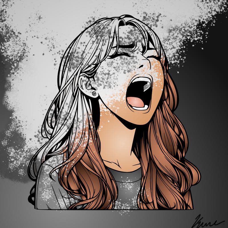 screaming realistic, girl