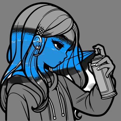 a realistic girl spray painting