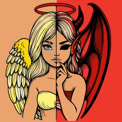 realistic angel half demon