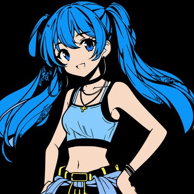 anime girl wearing crop top