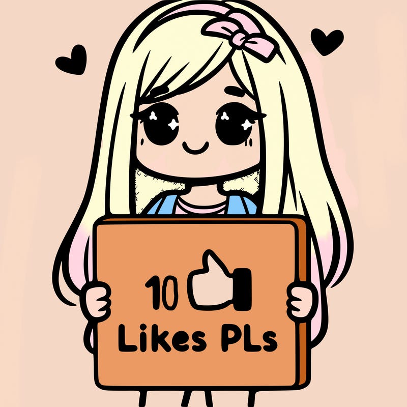 girl holding a sign saying 10 likes pls