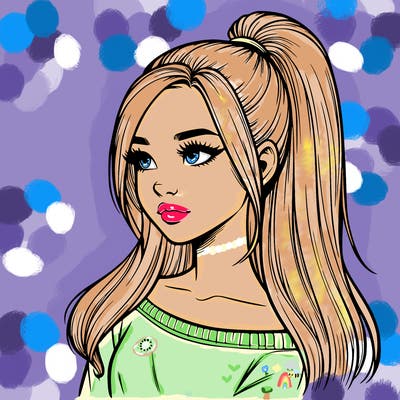 realistic girl with a high ponytail