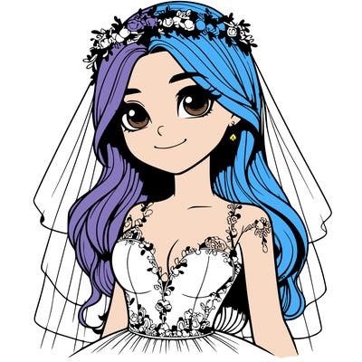 realistic girl in a wedding dress