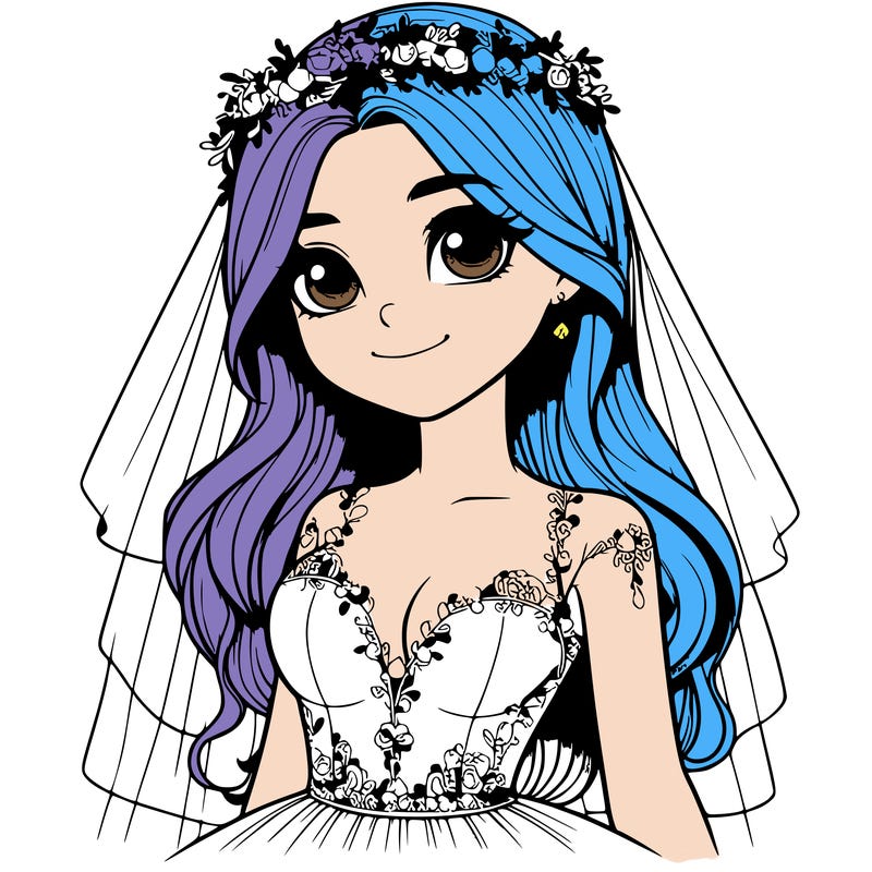 realistic girl in a wedding dress