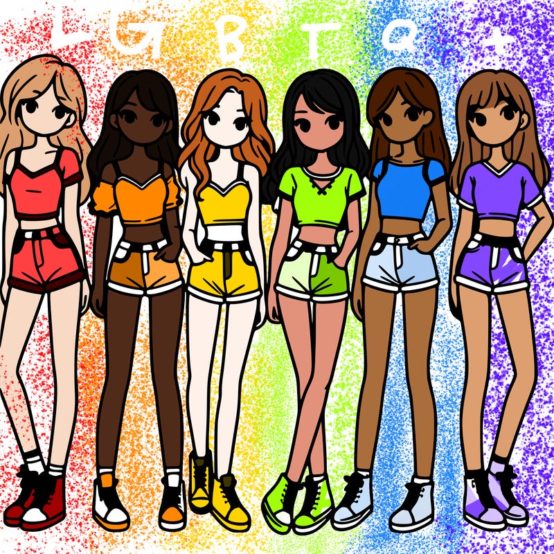 a group of girls wearing crop tops and shorts