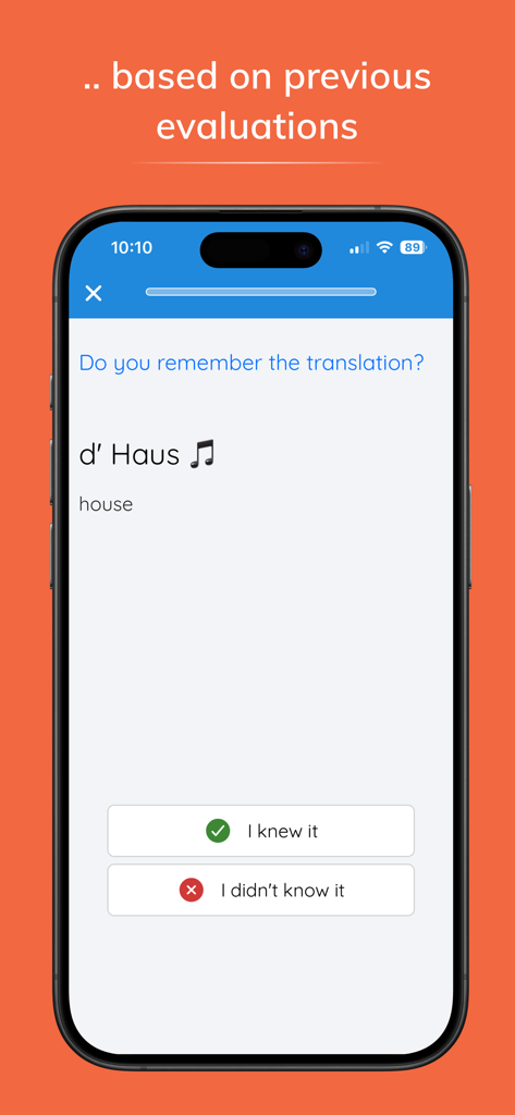 Wuertschatzアプリの語彙練習用ルクセンブルク語のフラッシュカード。