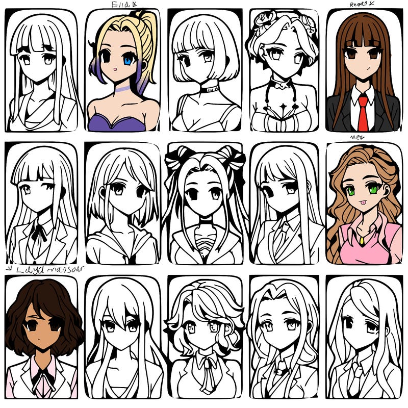 girls that look diffrent anime