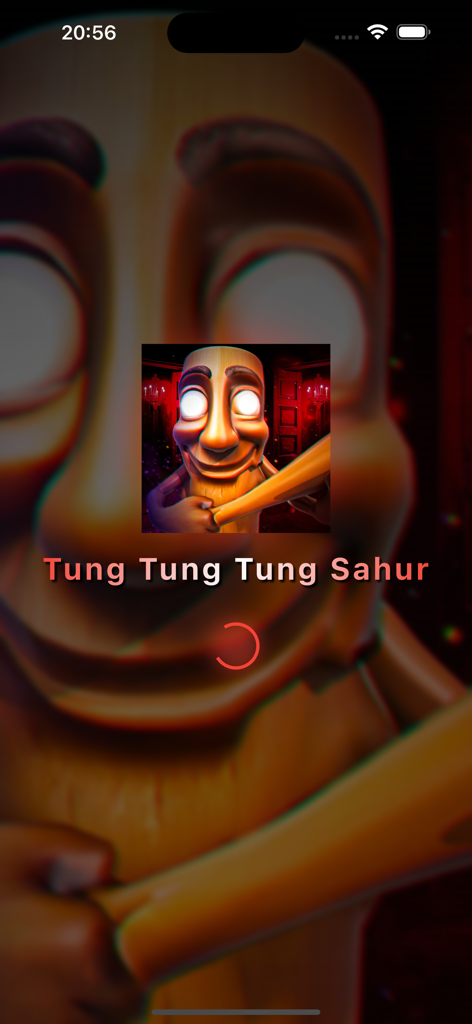 Hantu Tung Tung Tung Sahur - Pantalla de presentación de la aplicación Hantu Tung Tung Tung Sahur con un personaje fantasma estilizado espeluznante con ojos brillantes.